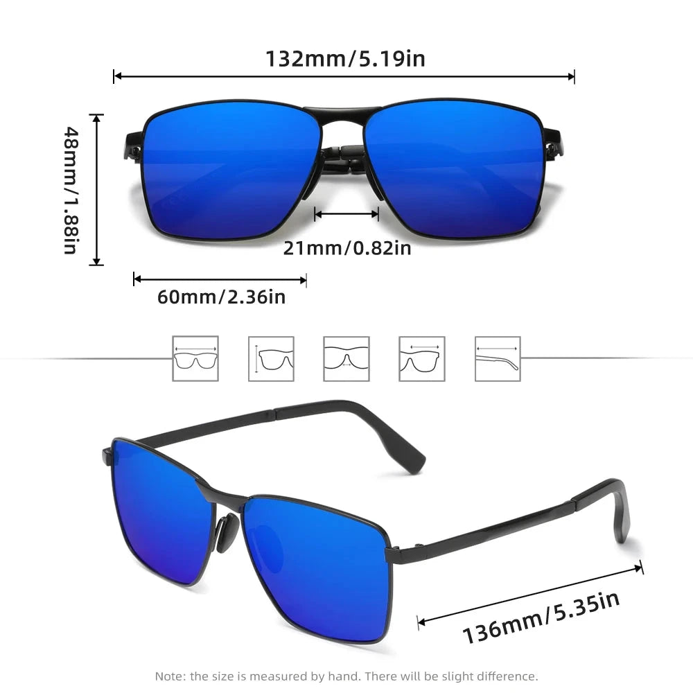 KINGSEVEN Classic Sunglasses Men Rectangle Alloy Frame Glasses Polarized UV400 Casual Trendy Driving Eyewear