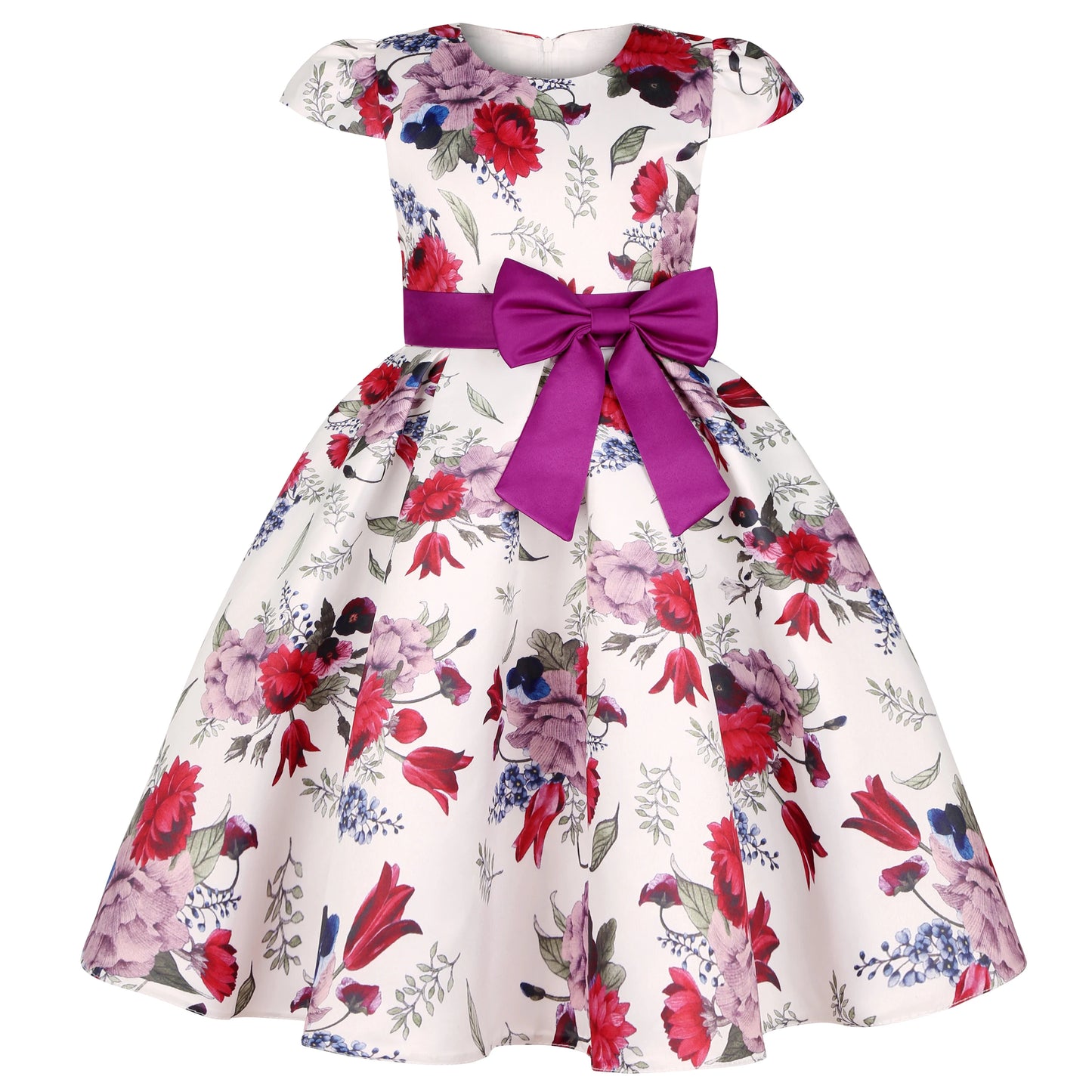 2025 Transnational Girls' Dress Children's Princess Dress Retro Print Formal Dress Holiday Hostess Dress Hot Sale