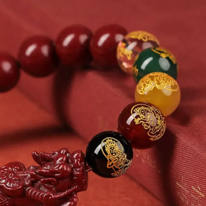 FengShui Pixiu Charms Cinnabar Bracelet Lucky Cinnabar Chain Chinese Fengshui Charm Bracelets Jewelry  Auspicious Juyun Beads