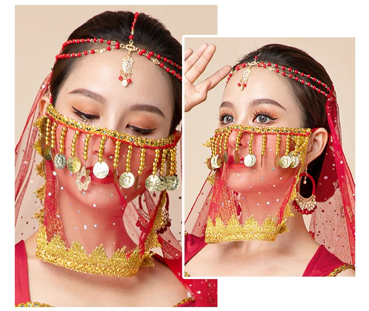 1pcs/lot woman fashion belly dance face veil lady dancing face accessories - AMULET RING STORE