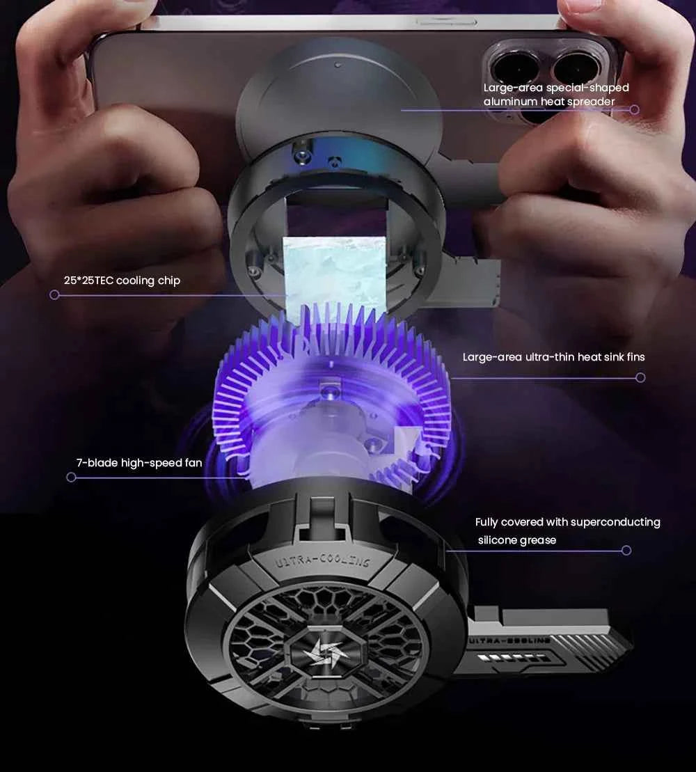 Mobile Phone Semiconductor Cooler "6"Shaped Semiconductor Cooling Fan Radiator for IOS Android SL33 Back-clip Magnetic Heat Sink