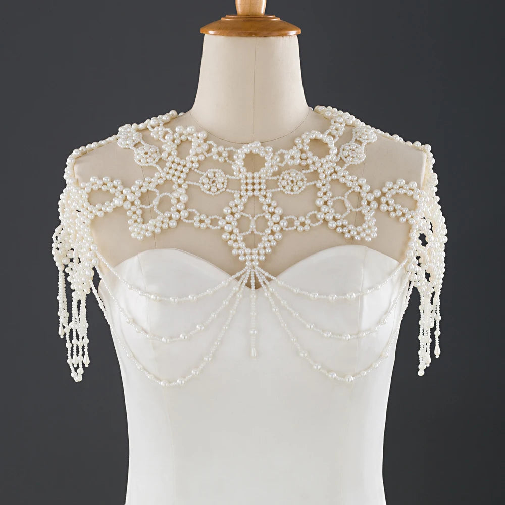 Bridal Bolero Black Crystal Necklace Beaded Bridal Covered Body Chain Women Accessories Off Shoulder Bolero Decoration VG09 - AMULET RING STORE