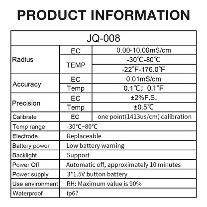 2 In 1 Soil EC Meter Handheld Digital Soil Tester Multifunction EC Temp Detector Backlit Soil EC Analyzer for Garden Greenhouse - AMULET RING STORE