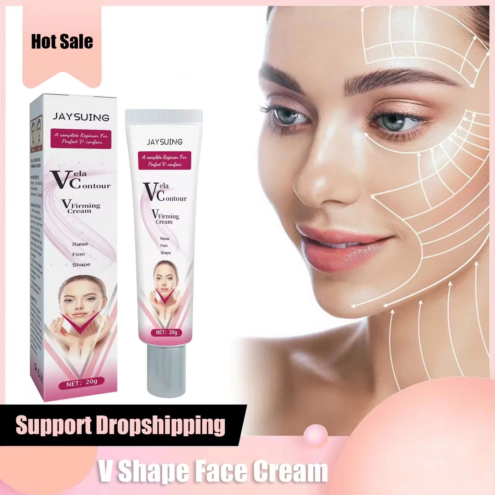 V-Shaped Face Cream Lift Firm Tighten Remove Double Chins To Create A Small V Slim-ming Face Anti Agin-g Beauty Massage Products - AMULET RING STORE