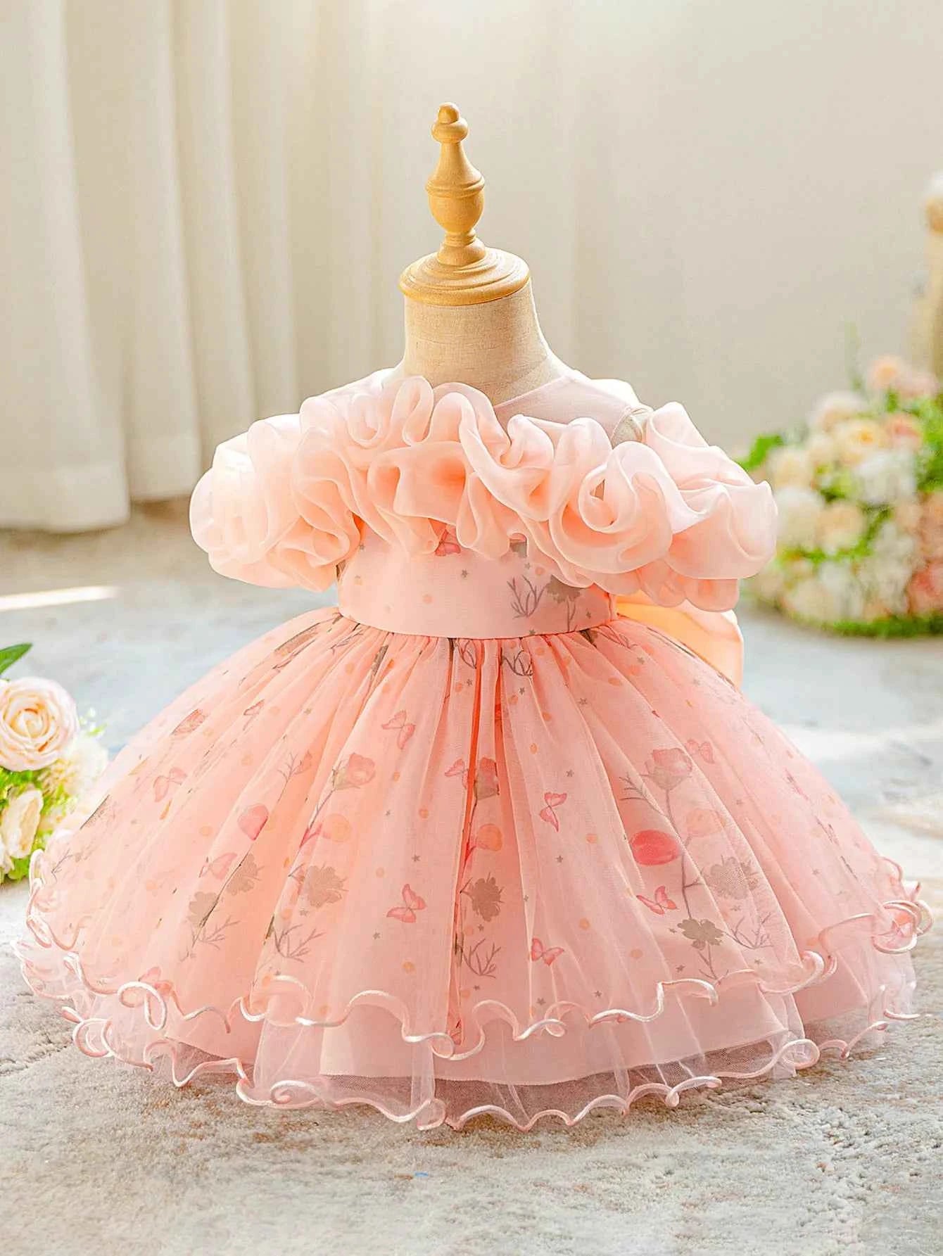 Baby Christening Dress Lace Pageant Christening Dress for Flower Girl Formal Suitable for Birthday Party and Wedding Elegant