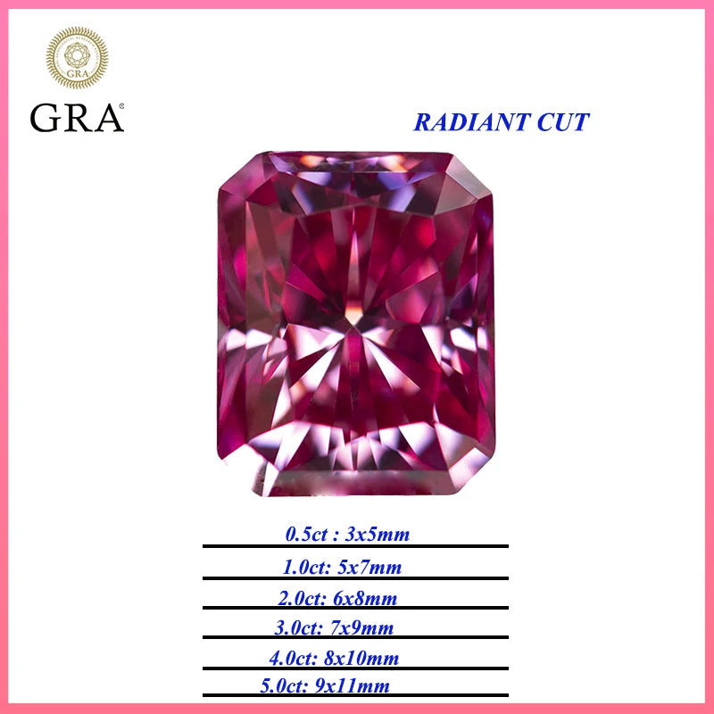 Pink Moissanite Stones with GRA Certificate Round/Pear/Oval/Emerald/Heart/Cushion/Princess/Asscher/Radiant Cut