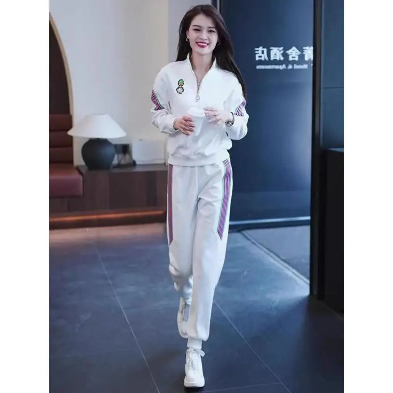 Women's Casual Suit Spring Autumn New Loose Tracksuit Fashion Tops And Pencil Pants 2 Two Piece Set Plus Size Clothing For Women