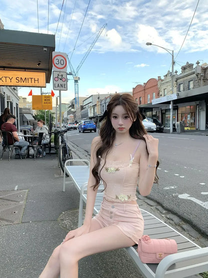 Korean Style Pink Straight Leg Women's Denim Shorts Designer Low Price Harajuku Fashion Y2k Casual XL Female Short Jeans Pants