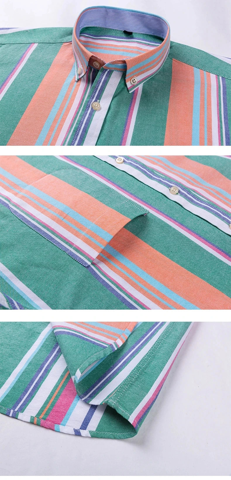 100% Cotton Oxford Men's Shirts Long Sleeves Plaid Soft Regular Fit Formal Dress Shirt Pocket Social Blouse Male Clothes S-7XL