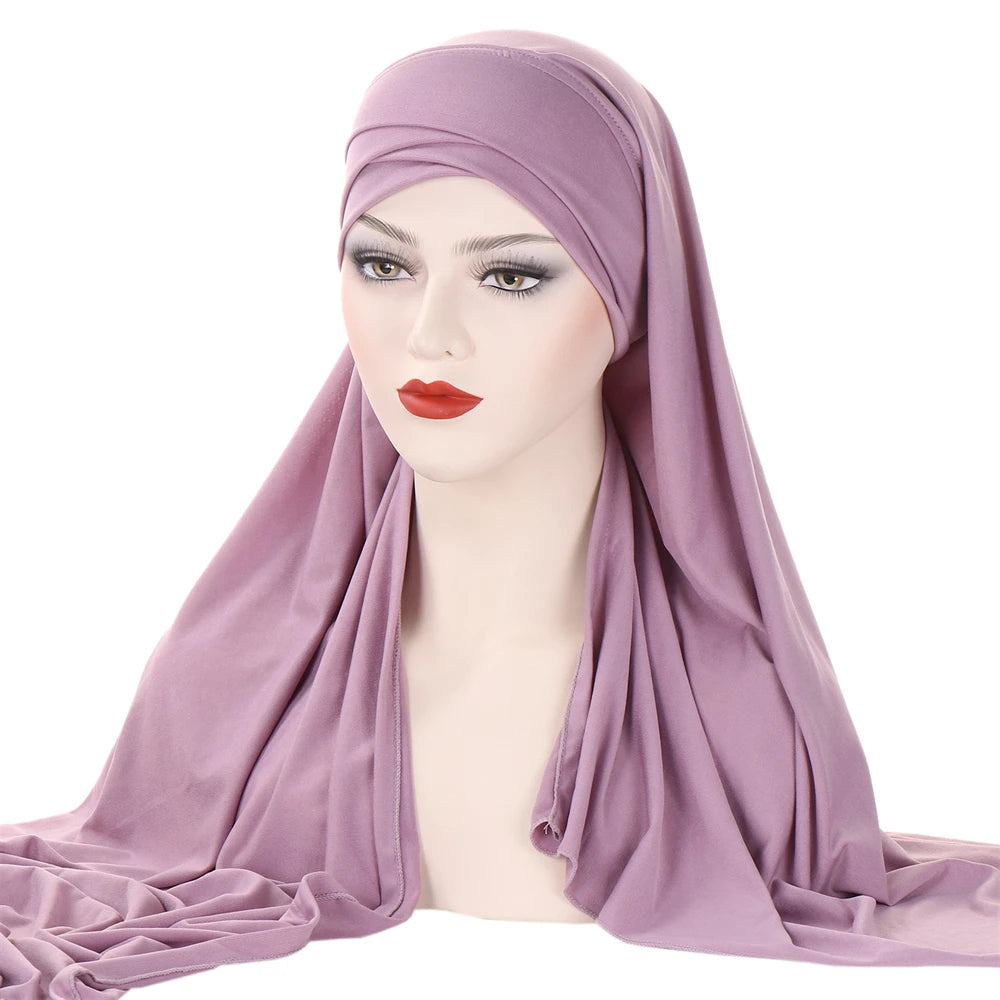 Milk Silk Muslim Cap Plain Islamic Scarf Head Wraps Headband Underscarf Turban Hats Malaysia Baotou Caps Instant Amira Hijabs - AMULET RING STORE