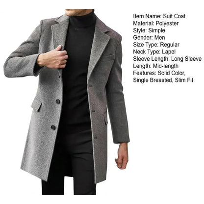 British style long-sleeved woolen coat autumn and winter men's trendy coat Casual Business Jackets Man Warm Coat Outerwear men's