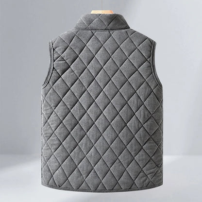 Mens Winter Jacket Windproof Thickened Padded Jacket Casual Diamond Warm Fleece Lined Coat Middle-Aged Dad's Solid Outdoor Wear