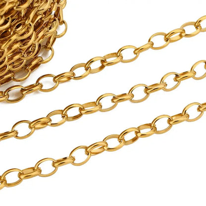 1M Heavy Chunky Hip Hop Chain Stainless Steel Frosted Oval Link Chains for DIY Men Jewelry Making Punk Necklace Bracelet Chain - AMULET RING STORE