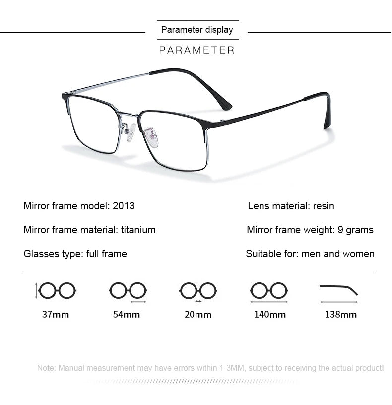 Men Prescription Glasses Optics Lenses  Reading Glasses Women Blue Light Blocking Myopia Eyewear Metal Titanium Eyeglasses Frame