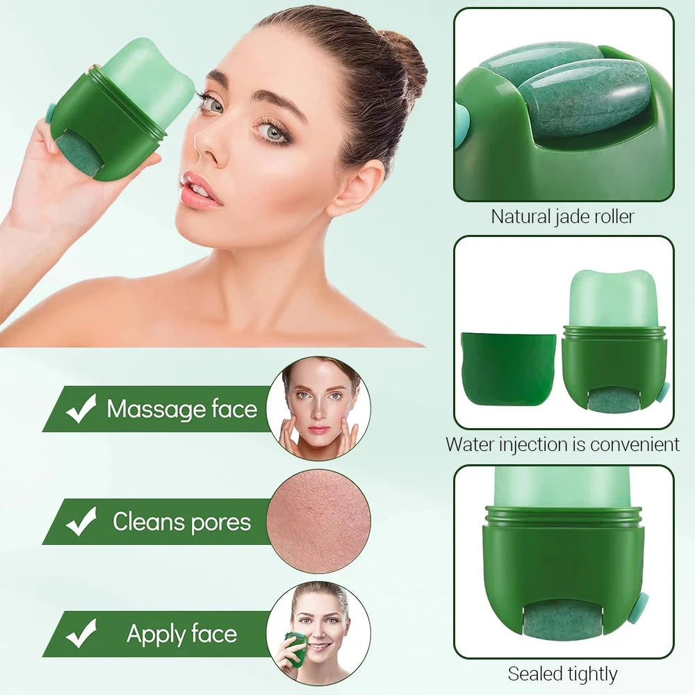 2 In 1 Ice Face Roller Ice Cube Beauty Massage Silicone Mold For Eye Puffiness Facial Roller Shrink Pores Skin Care Beauty Tool