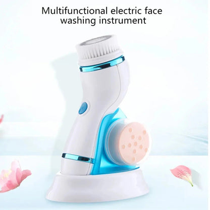 4 in 1 Electric Ultrasonic Facial Cleansing Brush Deep Cleansing Facial Brush Acne Pore Cleaner Blackhead Removal Cleaning Care