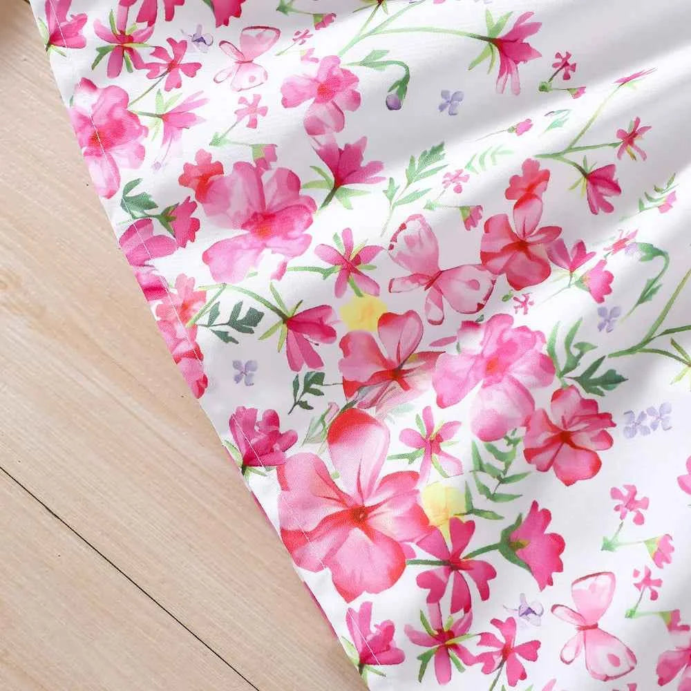 Kids Casual Clothing Sets Outfits for Girls Autumn Winter 2024 New Toddler Floral Print Long Sleeve Coat Tank Dress Children