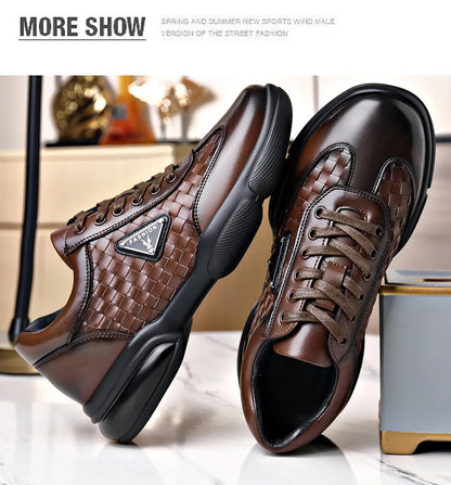 Men's Shoes Original Casual Leather Men Training Wear Resistant Sneakers Outdoor Male Treking Footwear Breathable Lace-up Shoes