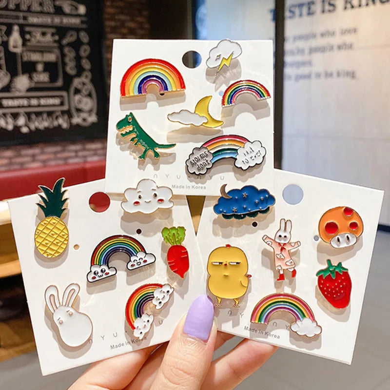 10-100PCS Cute Animal Plant Enamel Pins Random Metal Badges Lapel Brooches Decor Backpack Clothing Hat Bag For Women Kid Jewelry - AMULET RING STORE