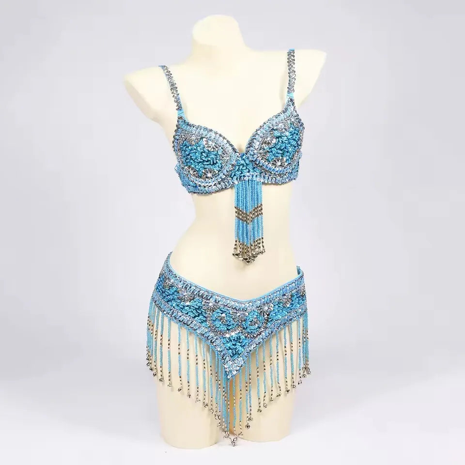 Special Customizable Hand Beaded Oriental Belly Dance Costumes Bra or Belt Separately XL Size 20-30 days