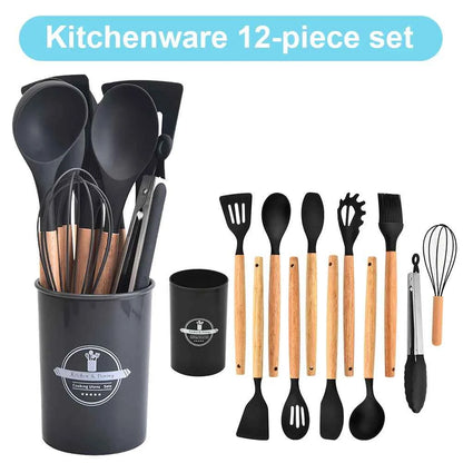 12Pcs Kitchen Utensil Set Silicone Spatula Set Spatula Spoon Brush Whisk Cooking Tools Kit Non-Stick Spatula Set for Kitchen