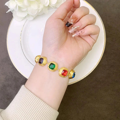 Luxury 24K 9999 Pure Gold real gold Women's bracelet court style multicolor sugar bracelet - AMULET RING STORE