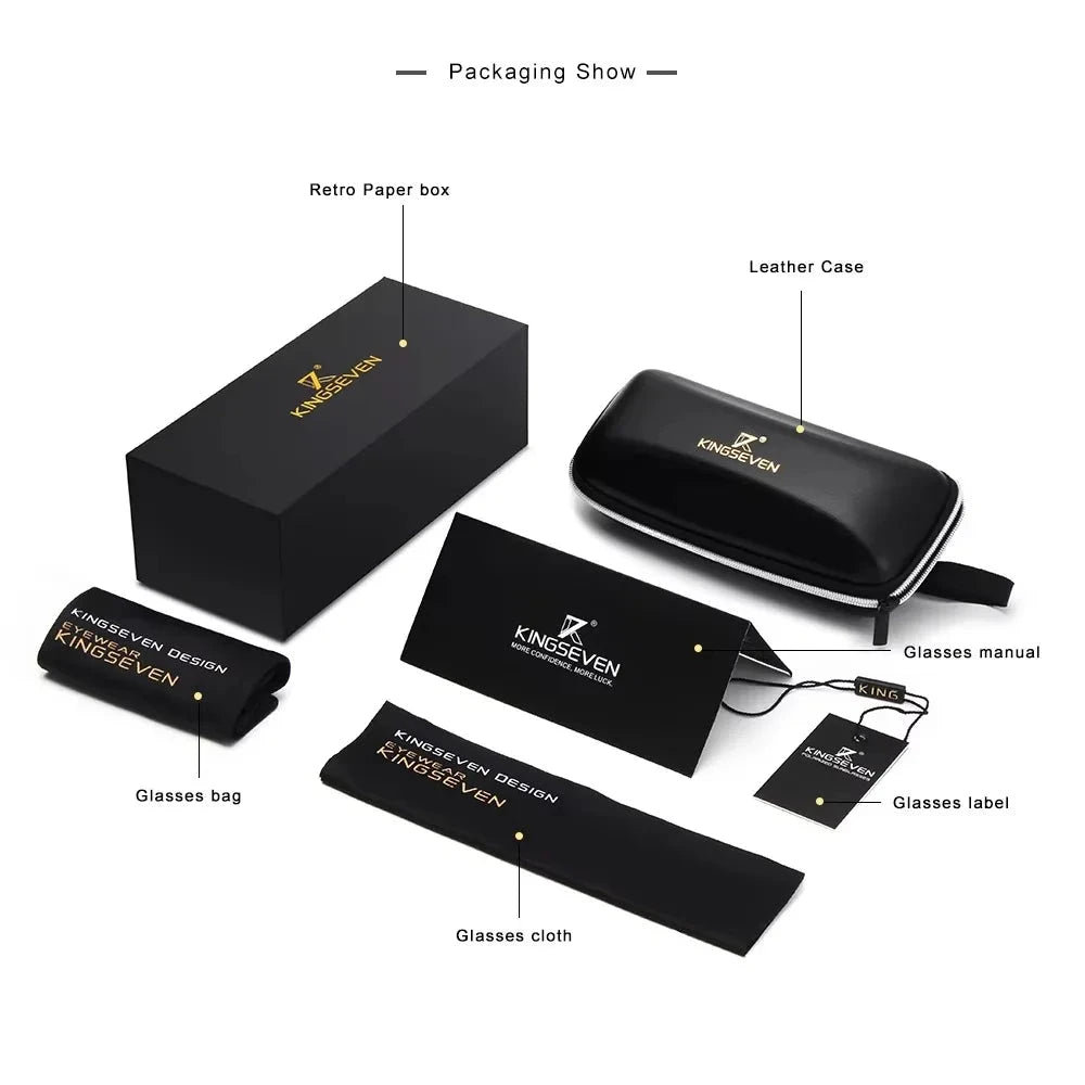 KINGSEVEN Classic Sunglasses Men Rectangle Alloy Frame Glasses Polarized UV400 Casual Trendy Driving Eyewear