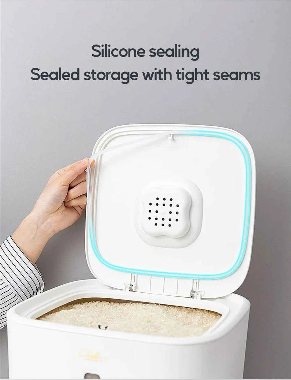 Moisture Proof Insect Proof Rice Box 5/10KG Grain Sealed Jar Kitchen Container Bucket Storage Pet Dog Food Box with Bullet Lid