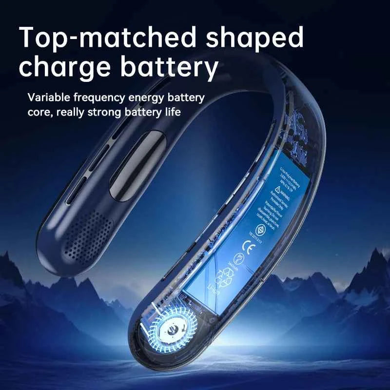 Portable Neck Fan 10000mAh Mini Bladeless Silent Neckband Fan USB Rechargeable 3 Speeds Mute Wireless Electric Neck Cooler Fans