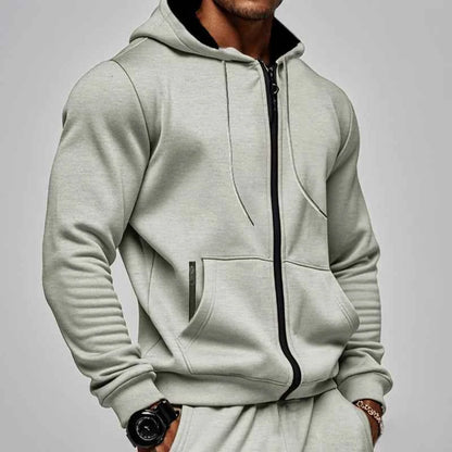 Men's Comfortable Thick Hooded Sweatshirt, Zipper Sports Shirt, Long Sleeved Sweatshirt, Autumn and Winter Season