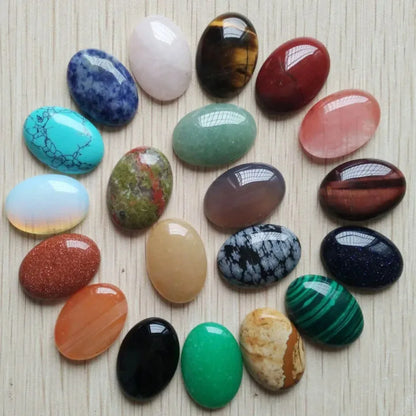 Fast shipping 20pcs/lot Wholesale 18x25mm 2022 hot sell natural stone mixed Oval CAB CABOCHON teardrop beads for jewelry making - AMULET RING STORE