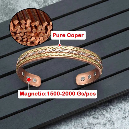 Vinterly Pure Copper Bracelets Magnetic Twisted Cuff 12mm Rose Adjustable Health Energy High Magnets Bangles Resizable Jewelry