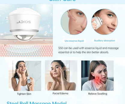 Rotation Stainless Steel Ice Roller For Face With Case Cold Massage Ball Facial Roller for Pain Relief Tighten Skin