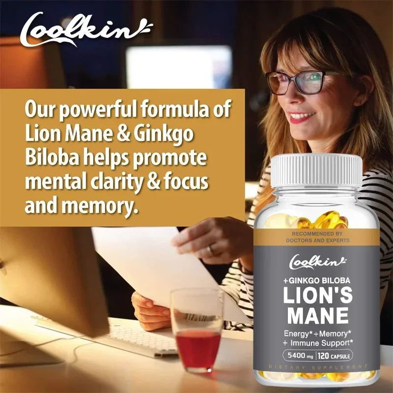Lion's Mane Mushroom Capsules - Enhance The Immune System, Improve Memory, Protect Brain Nerves, Relieve Stress - AMULET RING STORE
