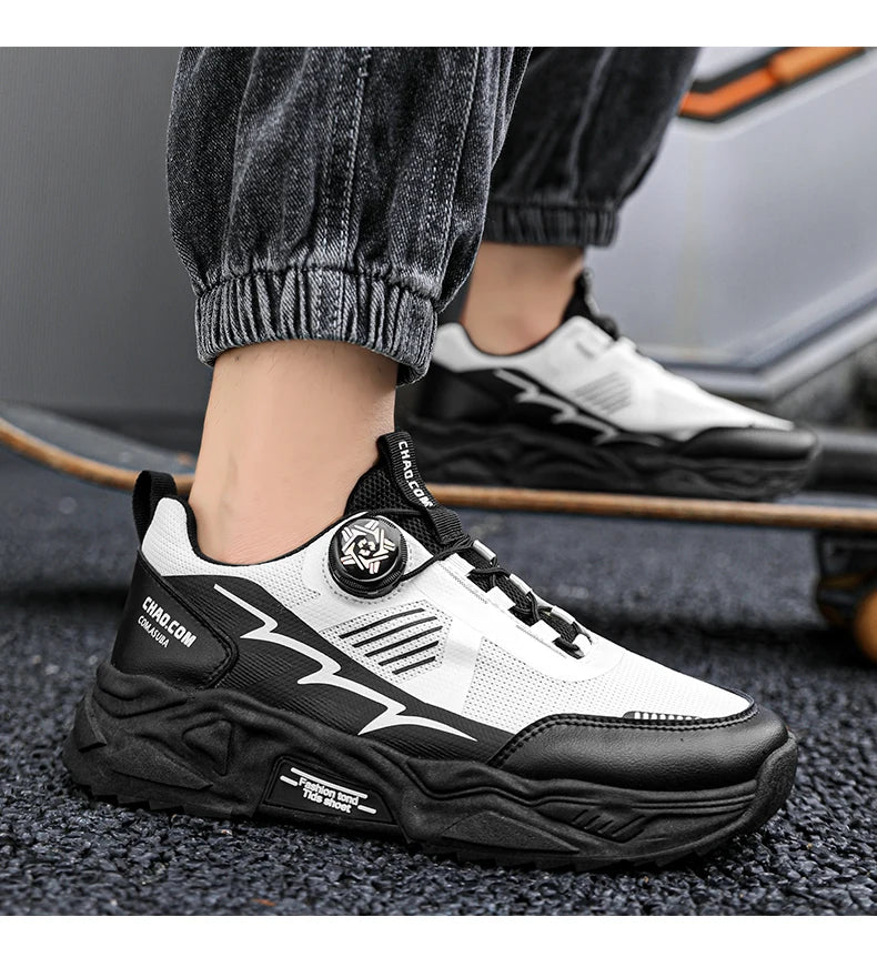 Men's Korean breathable casual sports shoes four season new soft soled Rotating shoelaces outdoor running shoes student sneakers - AMULET RING STORE