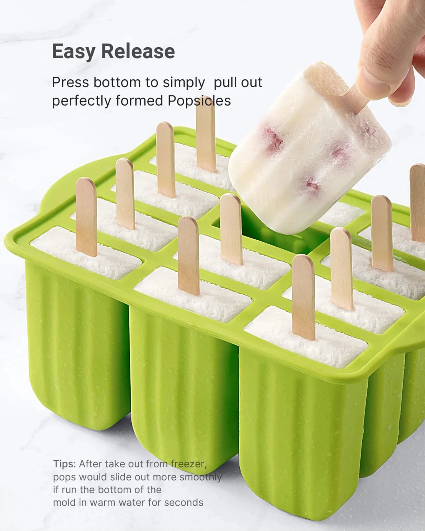 Summer DIY Ice Cream Tools With Wooden Sticks Silicone Popsicle Molds Set Kitchen Accessories Quench Thirst Snacks for Children - AMULET RING STORE