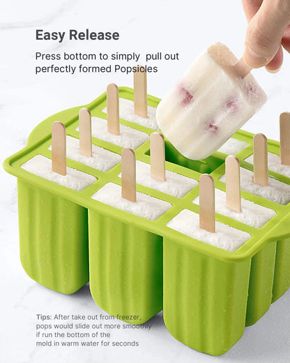 Summer DIY Ice Cream Tools With Wooden Sticks Silicone Popsicle Molds Set Kitchen Accessories Quench Thirst Snacks for Children - AMULET RING STORE