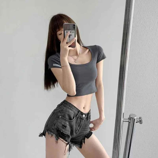 Summer Female Short Jeans Pants High Waist Wide Women's Denim Shorts Korean Style Fashion Clothing 2024 Flowy Luxury Stretchy XL