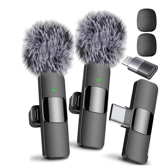 Lavalier Microphone Wireless Audio Recording Mic Type-C Charging Portable Noise Canceling Microphone for iPhone PC Tablet Camera