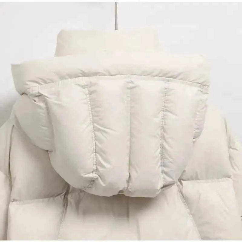Puff Down Jacket Women's Winter Jacket Padded New Outerwear Hooded Versatile Loose Padding Thickened White Duck Down Warm Coat