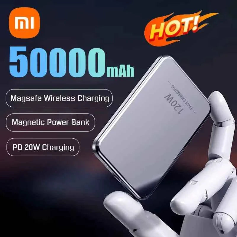 Xiaomi 120W Magnetic Power Bank 50000mAh Large Capacity Wireless Magnetic Fast Charger Portable Power Supply for iPhone Samsung