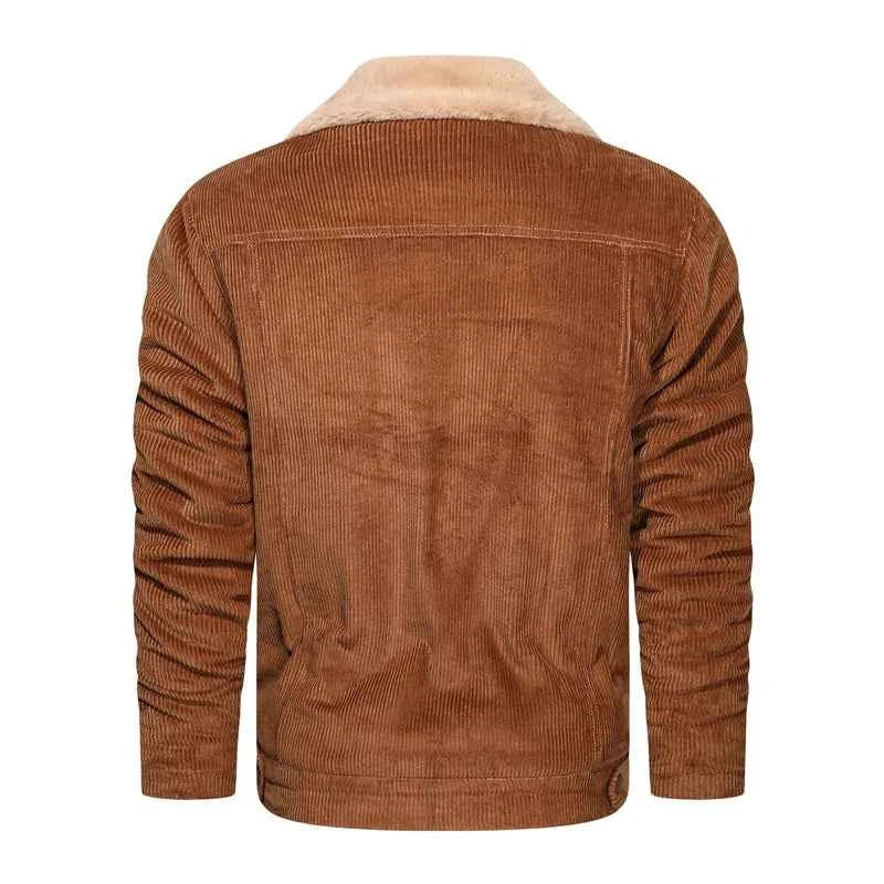 Winter Men's Outdoor Parkas Jacket with Fleece Lining and Multiple Pockets Wool/Polyester