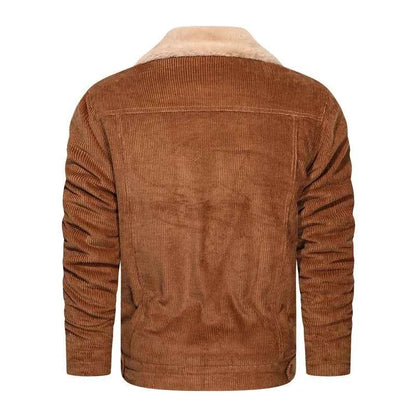 Winter Men's Outdoor Parkas Jacket with Fleece Lining and Multiple Pockets Wool/Polyester