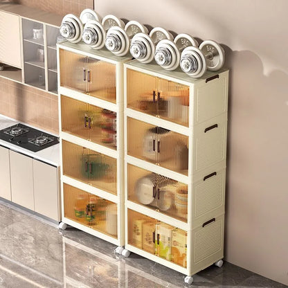 2025 Folding Living Room Cabinet Multifunction Closet Organizer With Wheel Stackable Sundries Large Capacity Storage Box Shelf - AMULET RING STORE