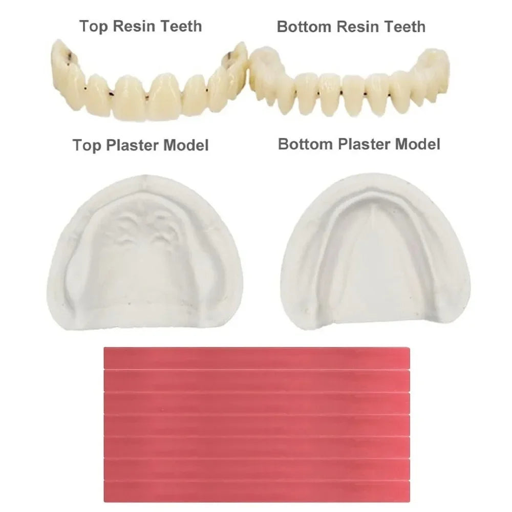 Easy - Use 1 Set Dentures DIY Kit with Braces Wax Strips - Reusable Full/Partial Temporary Fake Teeth for Top and Bottom
