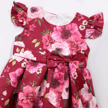 Girl's party dress  Elegant petal-sleeved princess dress  Birthday party dress  Wedding party dress