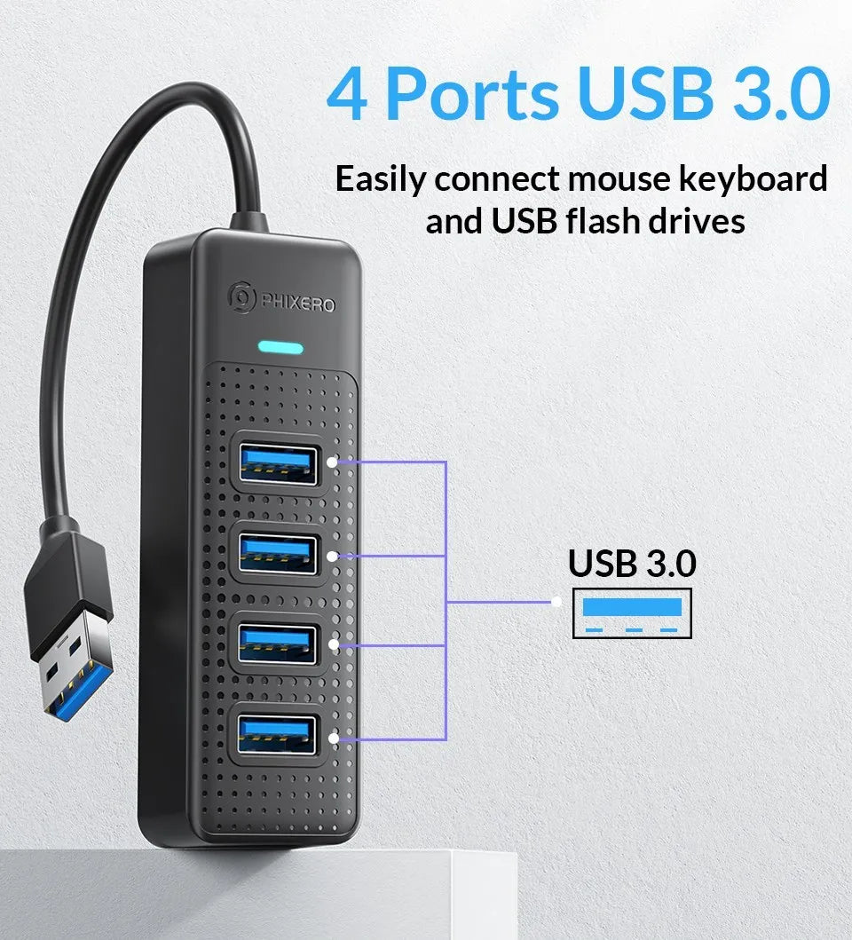 PHIXERO USB 3.0 Hub 2500Mbps Ethernet With RJ45 USB Splitter Multi Port Data Adapter Expander for Laptop Computer PC Accessories