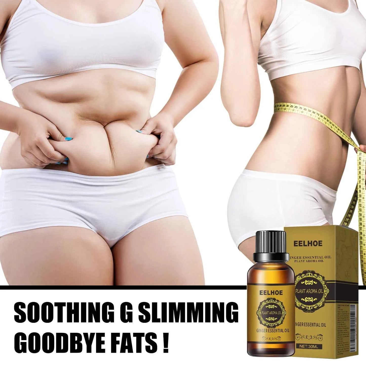 Slimming Essential Oil Quick to Absorb Fat Burning Natural Extract Belly Drainage Ginger Relax Massager Body Oil for Women 10ml