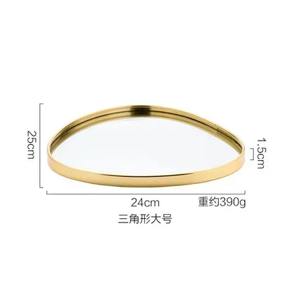 New Light Luxury Mirror StorageTray Home Decoration Desktop Storage Tray Multilateral Geometric Tray Living Room Accessories - AMULET RING STORE
