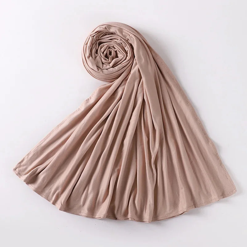 Newest Milk Silk Jersey Hijabs for Women Soft Warm Muslim Woman Turban Hoofddoek Headscarf Good Stitch Stretch Jesey HIjab Scarf - AMULET RING STORE